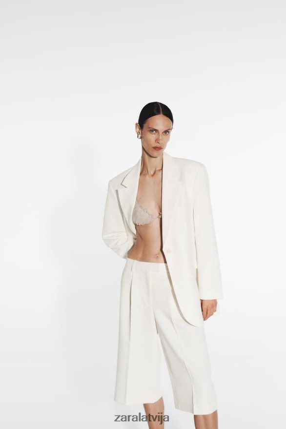 kroku bermudu šorti sievietes Zara austeru balts 6ZTV40535 apģērbs