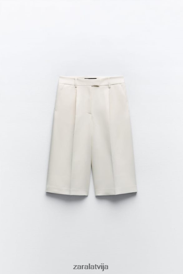 kroku bermudu šorti sievietes Zara austeru balts 6ZTV40535 apģērbs