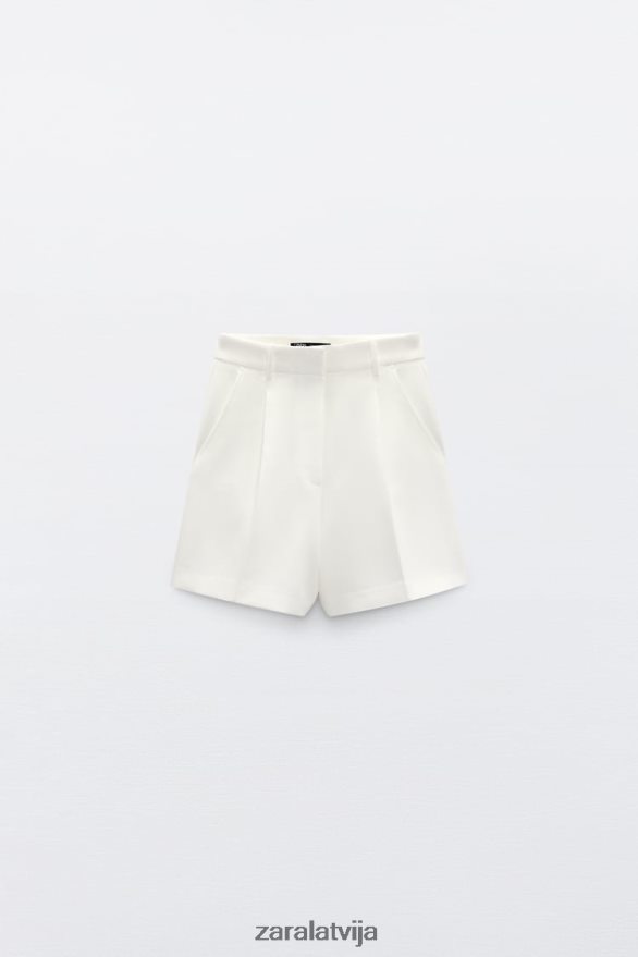 kroku šorti ar augstu vidukli sievietes Zara austeru balts 6ZTV40599 apģērbs