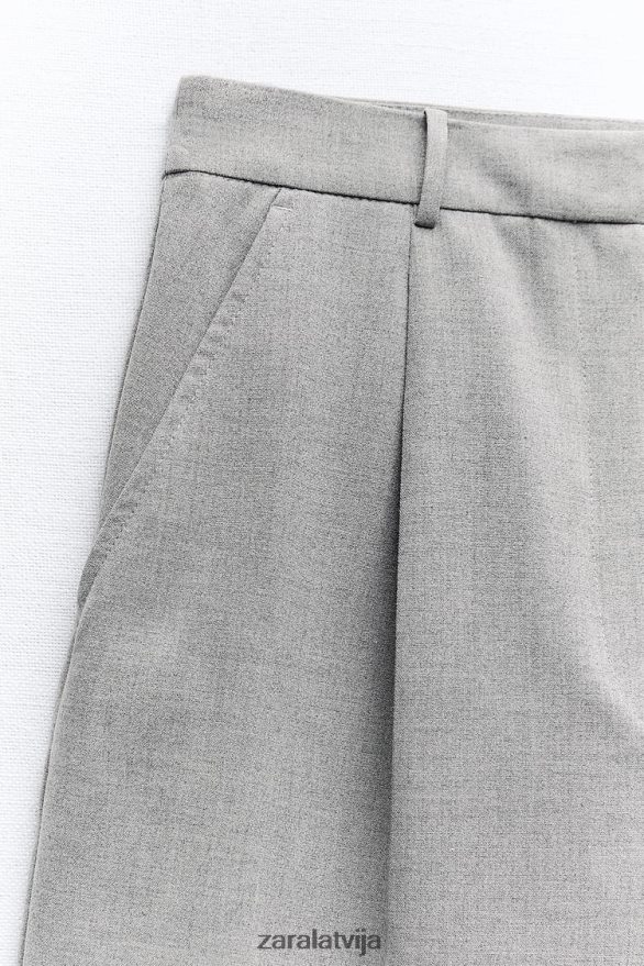 kroku šorti ar augstu vidukli sievietes Zara pelēks 6ZTV40525 apģērbs