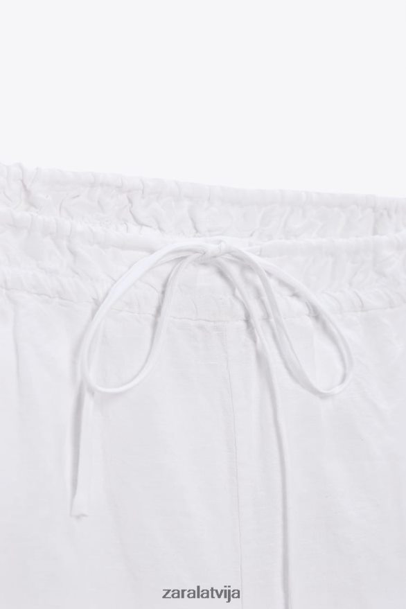 lina maisījuma cargo šorti sievietes Zara balts 6ZTV40540 apģērbs