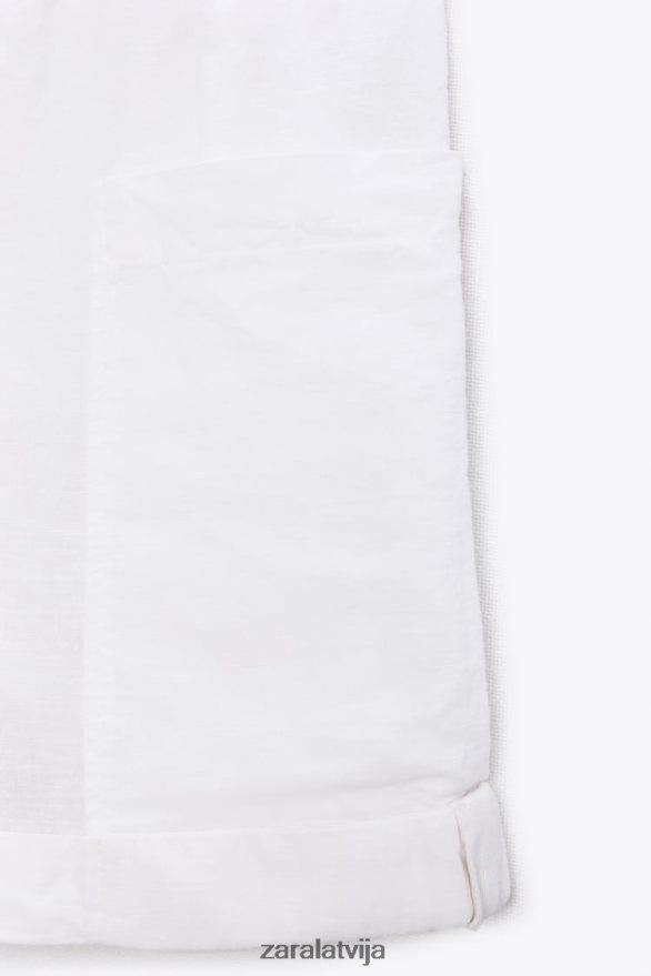 lina maisījuma cargo šorti sievietes Zara balts 6ZTV40540 apģērbs