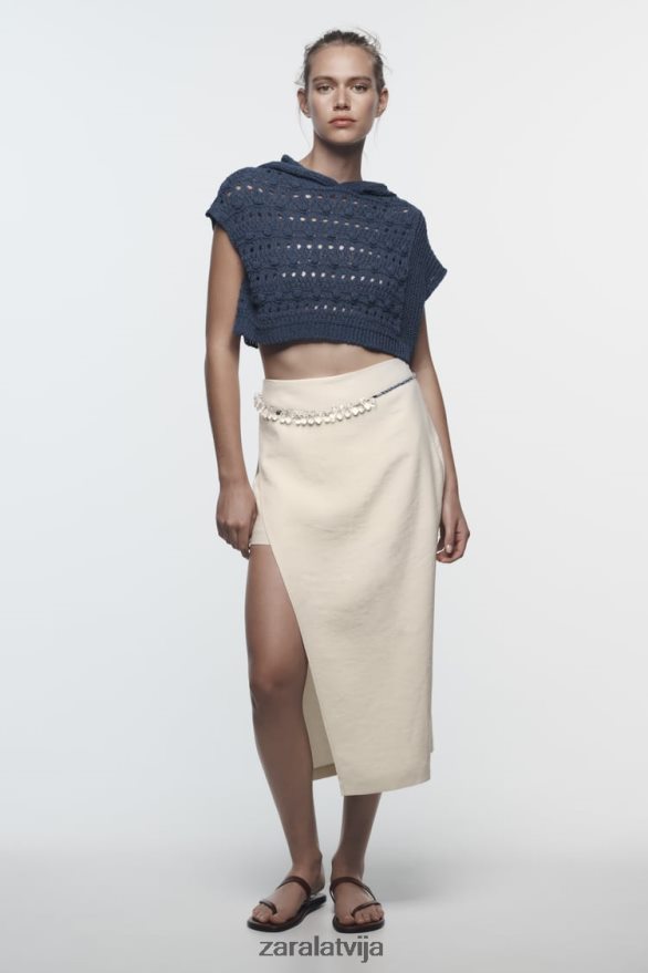 midi pareo šorti sievietes Zara ekru 6ZTV40624 apģērbs