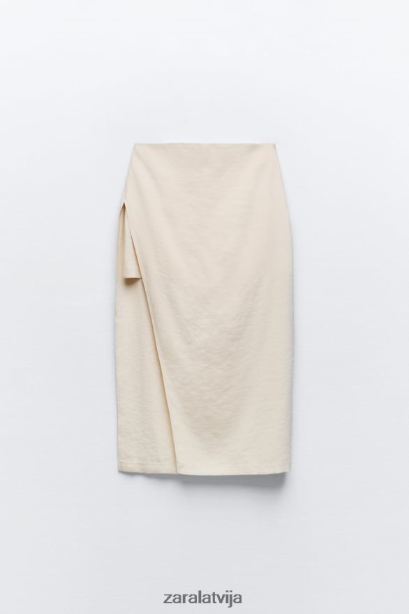 midi pareo šorti sievietes Zara ekru 6ZTV40624 apģērbs