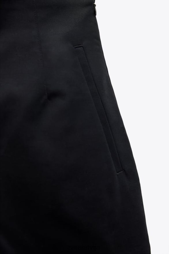 šorti ar augstu jostasvietu sievietes Zara melns 6ZTV40626 apģērbs