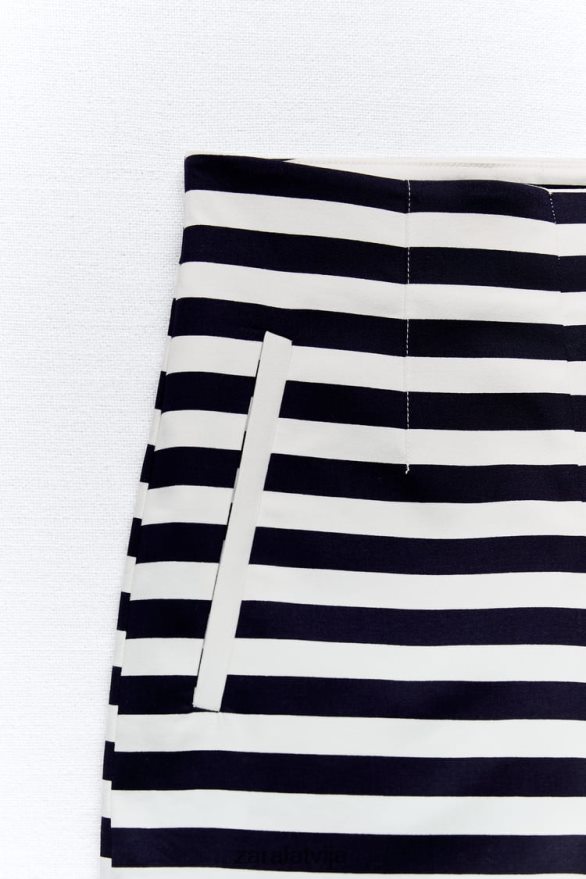 šorti ar augstu jostasvietu sievietes Zara svītrains 6ZTV40554 apģērbs