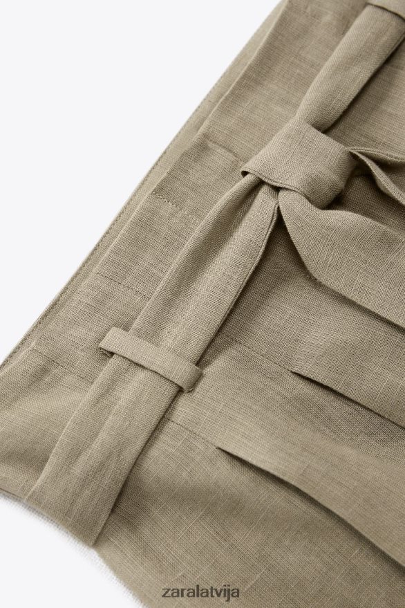 piesieti lina šorti sievietes Zara bēšs 6ZTV40616 apģērbs