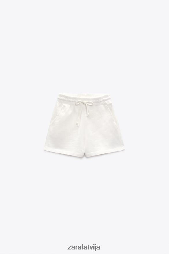 plīša šorti sievietes Zara balts 6ZTV40547 apģērbs