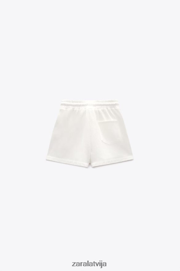 plīša šorti sievietes Zara balts 6ZTV40547 apģērbs