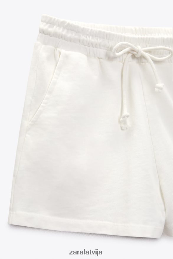 plīša šorti sievietes Zara balts 6ZTV40547 apģērbs