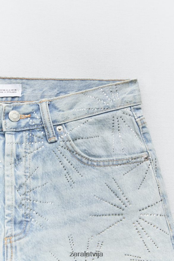 rhinestone vidēji pieauguši trf džinsa šorti sievietes Zara gaiši zils 6ZTV40575 apģērbs