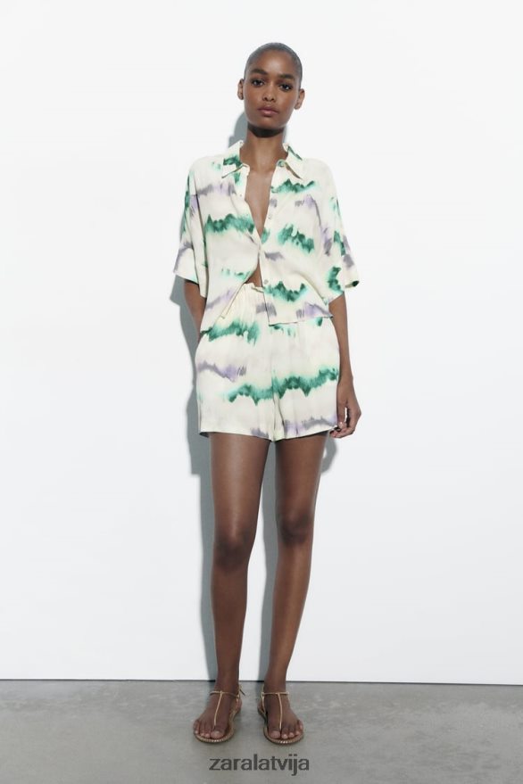 sasienami krāsojami elastīgi vidukļa šorti sievietes Zara daudzkrāsains 6ZTV40568 apģērbs