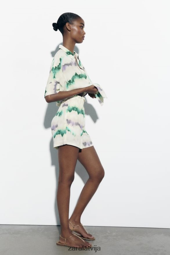 sasienami krāsojami elastīgi vidukļa šorti sievietes Zara daudzkrāsains 6ZTV40568 apģērbs