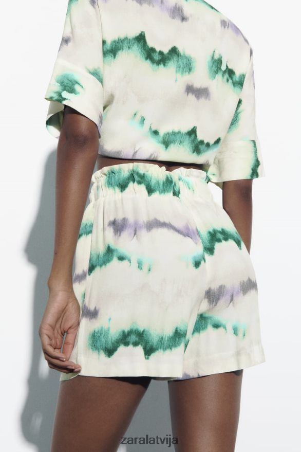 sasienami krāsojami elastīgi vidukļa šorti sievietes Zara daudzkrāsains 6ZTV40568 apģērbs