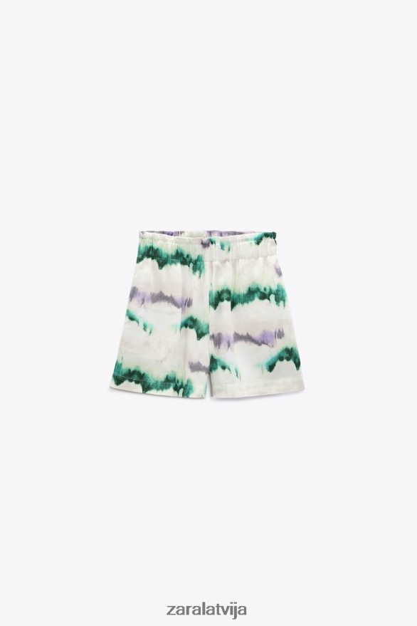 sasienami krāsojami elastīgi vidukļa šorti sievietes Zara daudzkrāsains 6ZTV40568 apģērbs