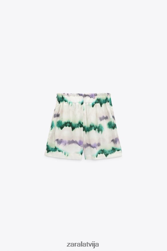 sasienami krāsojami elastīgi vidukļa šorti sievietes Zara daudzkrāsains 6ZTV40568 apģērbs