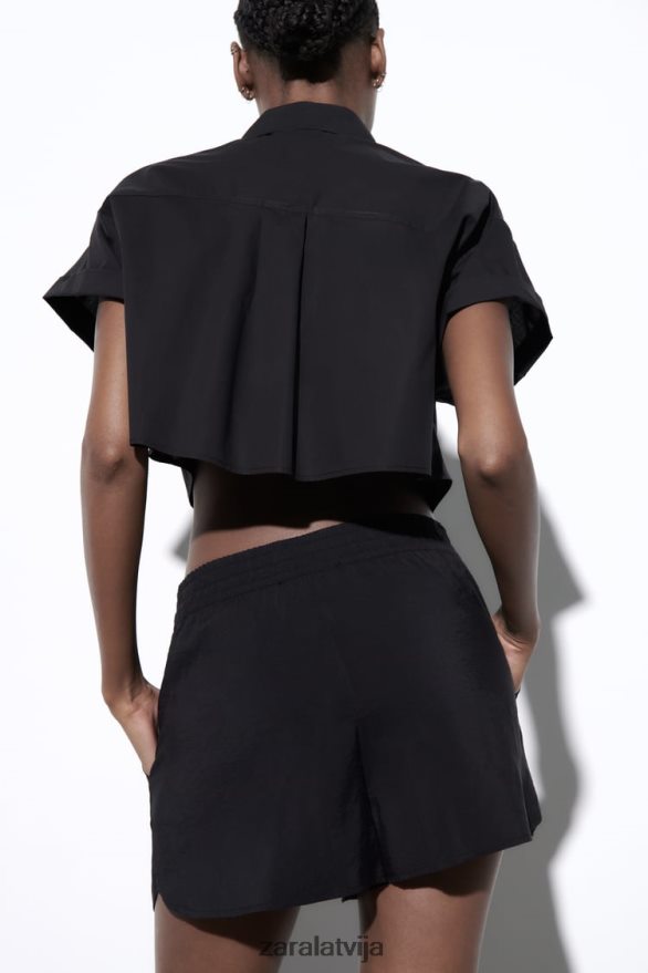 savelkamie šorti sievietes Zara melns 6ZTV40619 apģērbs