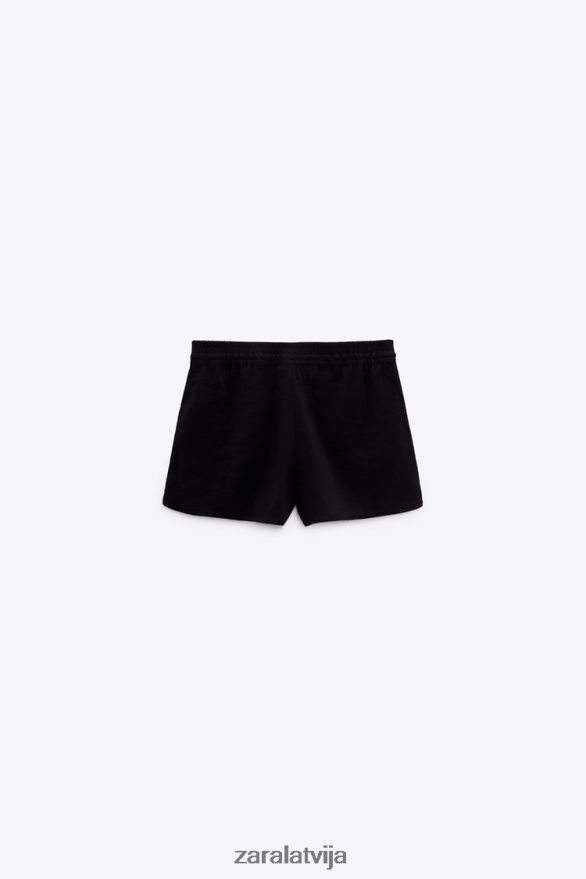 savelkamie šorti sievietes Zara melns 6ZTV40619 apģērbs