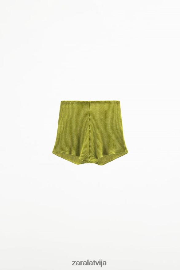 spīdīgi trikotāžas šorti sievietes Zara zaļš 6ZTV40628 apģērbs