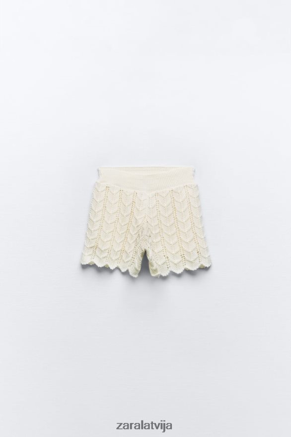 tamborēti šorti sievietes Zara ekru 6ZTV40620 apģērbs