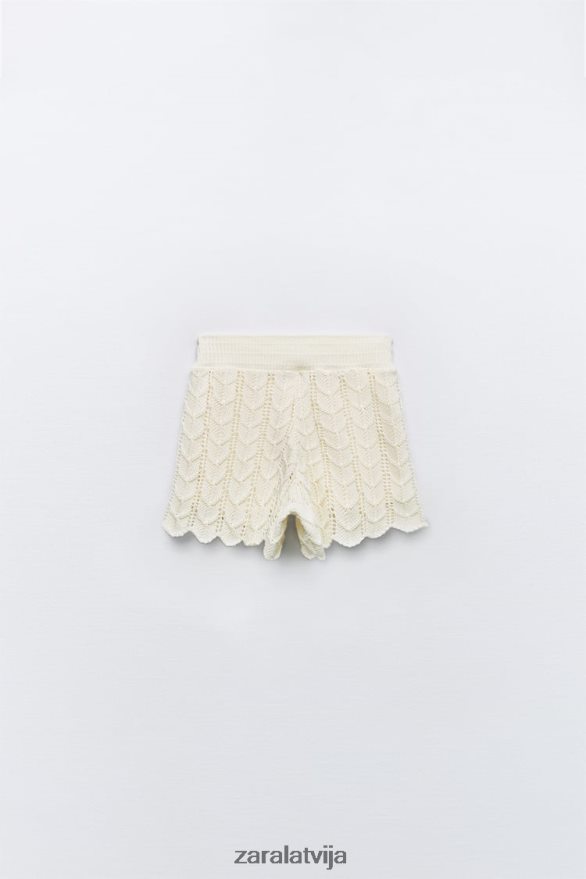 tamborēti šorti sievietes Zara ekru 6ZTV40620 apģērbs