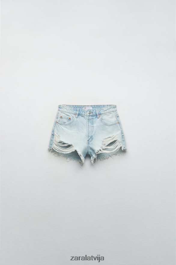 trf augsti izliekti šorti sievietes Zara gaiši zils 6ZTV40573 apģērbs