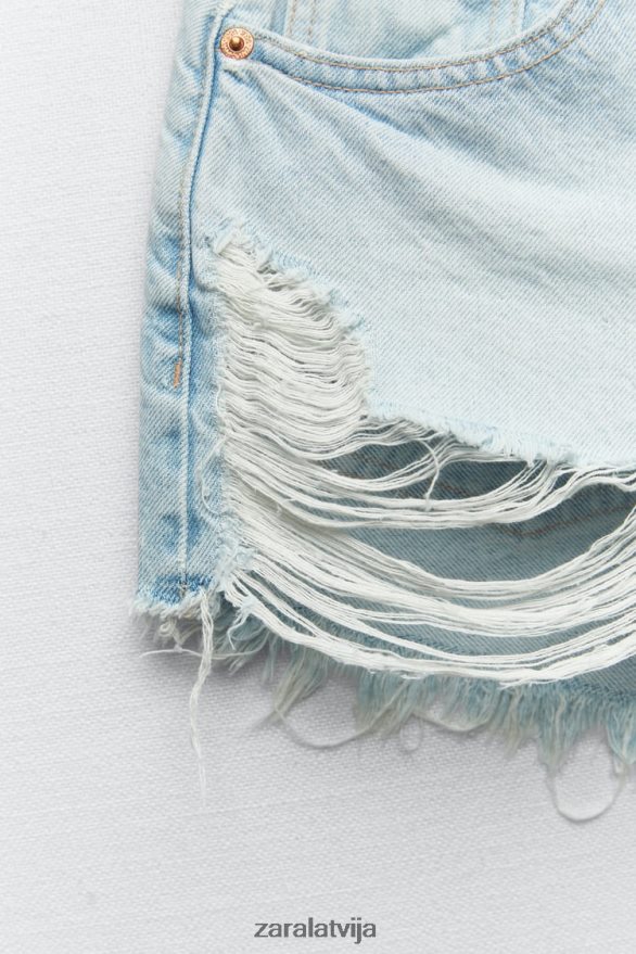 trf augsti izliekti šorti sievietes Zara gaiši zils 6ZTV40573 apģērbs