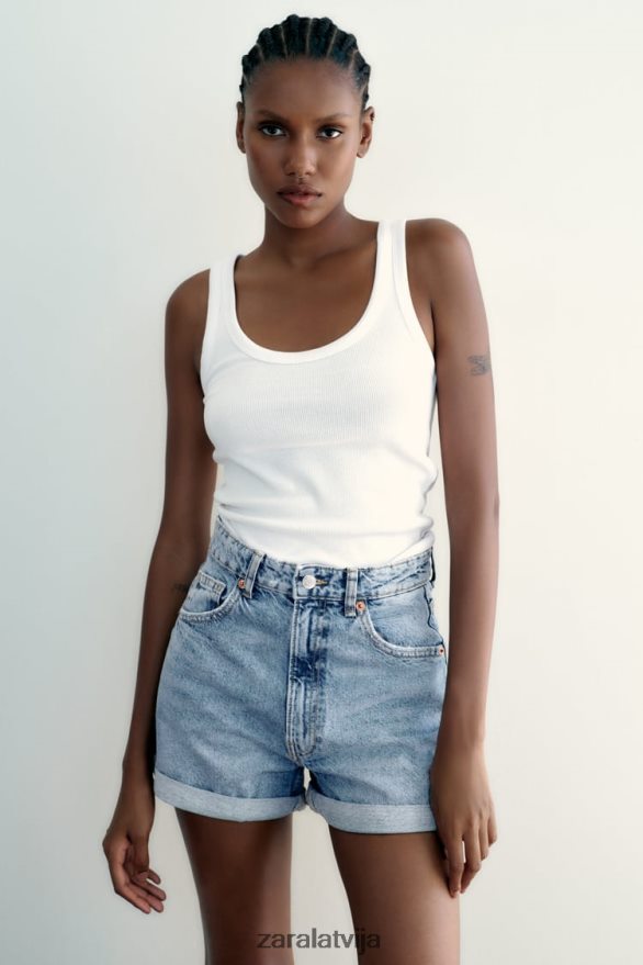 trf mom fit džinsa šorti ar augstu vidukli sievietes Zara zils 6ZTV40546 apģērbs