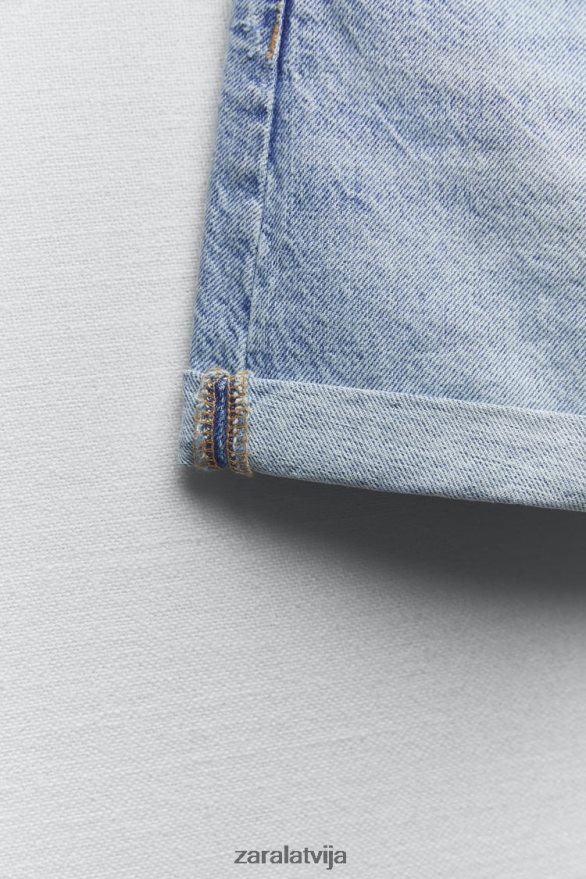 trf mom fit džinsa šorti ar augstu vidukli sievietes Zara zils 6ZTV40546 apģērbs