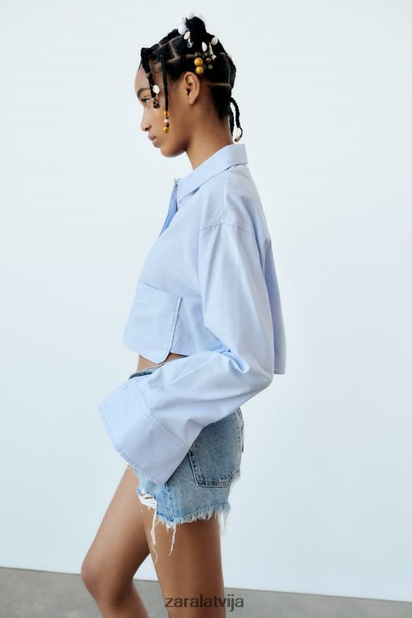 trf vidēja pacēluma džinsa šorti sievietes Zara zils 6ZTV40531 apģērbs