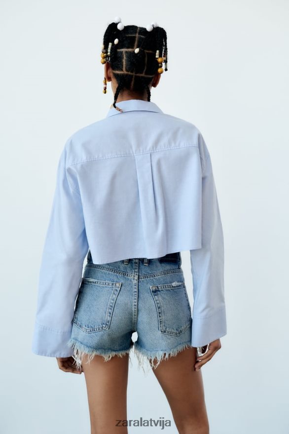 trf vidēja pacēluma džinsa šorti sievietes Zara zils 6ZTV40531 apģērbs