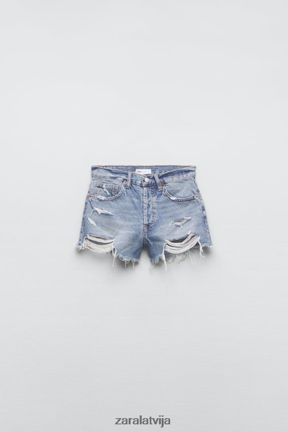 trf vidēja pacēluma džinsa šorti sievietes Zara zils 6ZTV40531 apģērbs