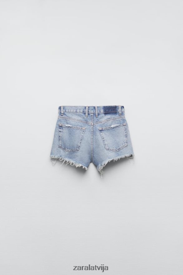 trf vidēja pacēluma džinsa šorti sievietes Zara zils 6ZTV40531 apģērbs