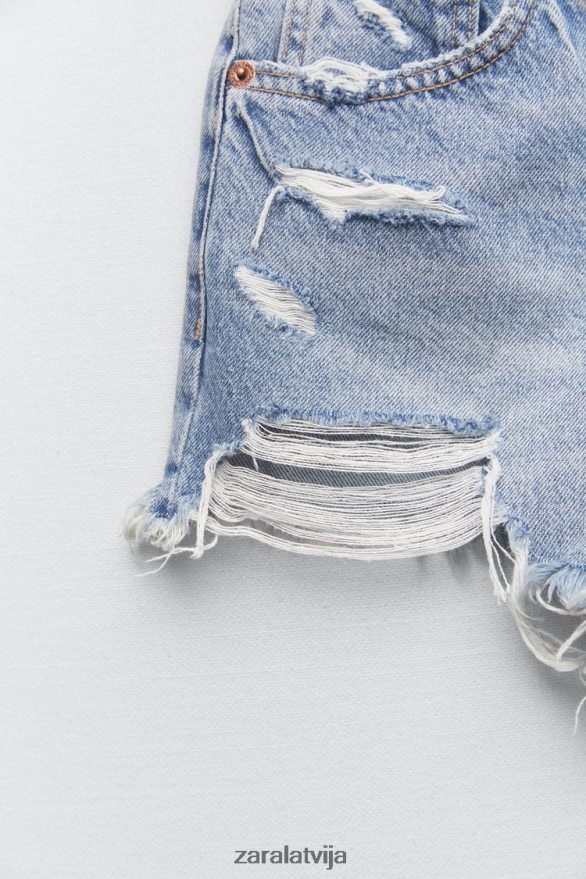trf vidēja pacēluma džinsa šorti sievietes Zara zils 6ZTV40531 apģērbs