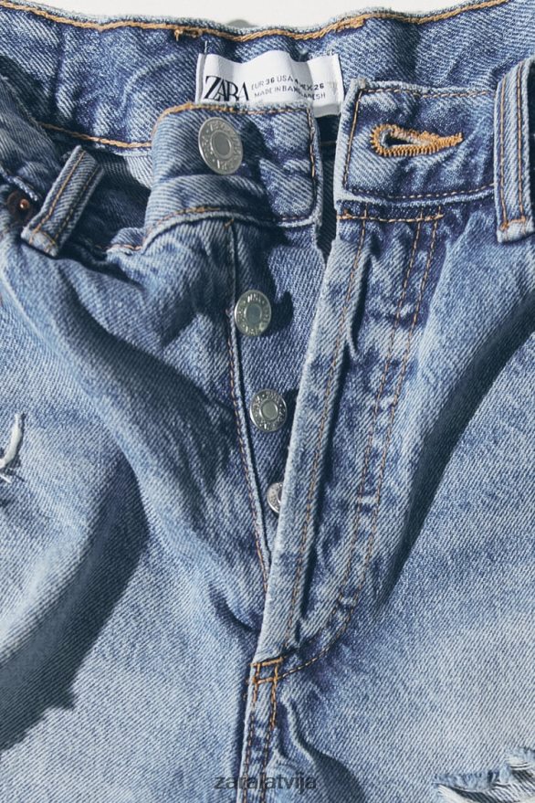 trf vidēja pacēluma džinsa šorti sievietes Zara zils 6ZTV40531 apģērbs