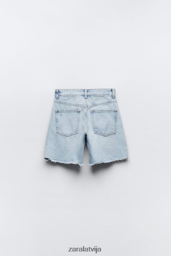 vidēja augstuma trf džinsa patch šorti sievietes Zara zils 6ZTV40587 apģērbs