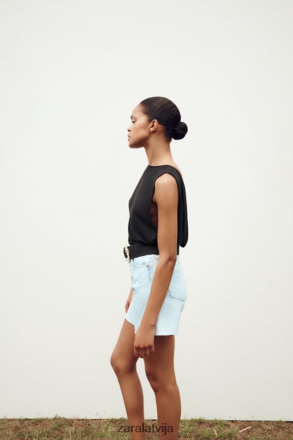 z1975 augstceltnes šorti sievietes Zara gaiši zils 6ZTV40611 apģērbs