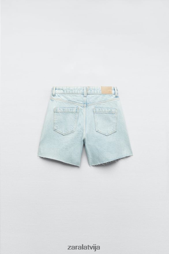 z1975 augstceltnes šorti sievietes Zara gaiši zils 6ZTV40611 apģērbs