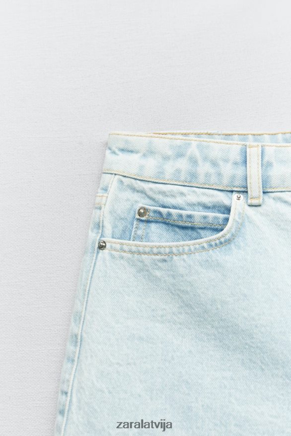 z1975 augstceltnes šorti sievietes Zara gaiši zils 6ZTV40611 apģērbs