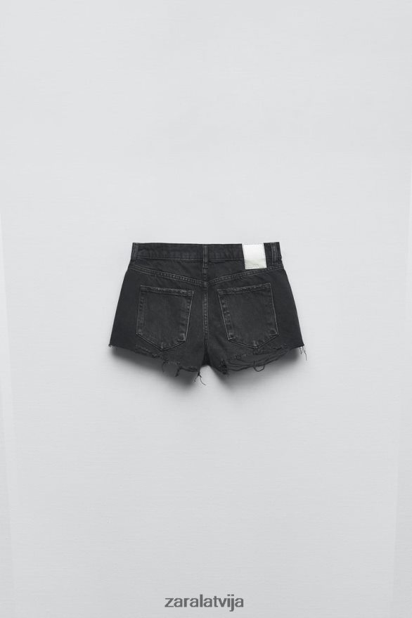 z1975. gada mazie plēsti džinsa šorti sievietes Zara melns 6ZTV40578 apģērbs