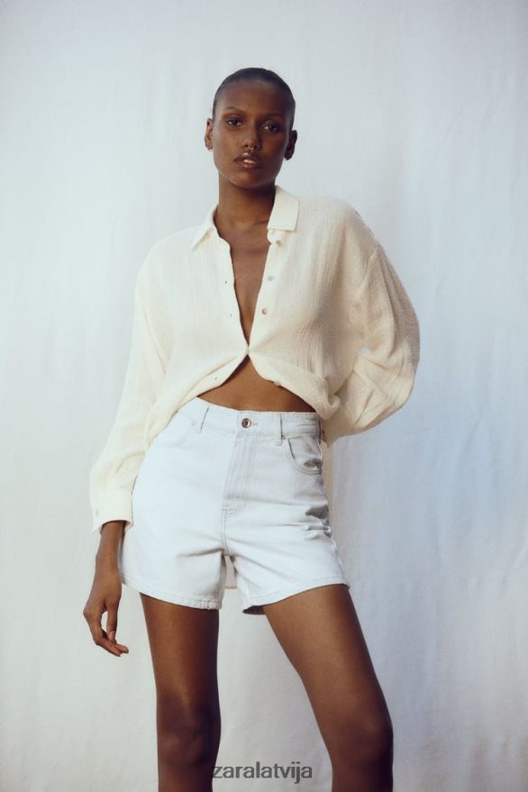 z1975 mom fit džinsa šorti ar augstu vidukli sievietes Zara gaiši zils 6ZTV40538 apģērbs