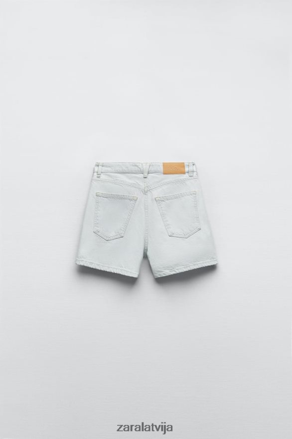 z1975 mom fit džinsa šorti ar augstu vidukli sievietes Zara gaiši zils 6ZTV40538 apģērbs