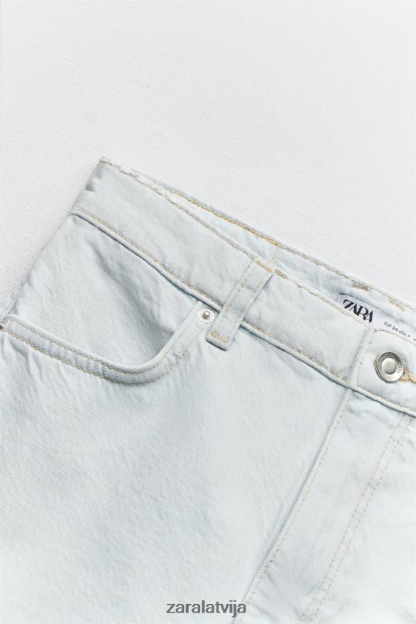 z1975 mom fit džinsa šorti ar augstu vidukli sievietes Zara gaiši zils 6ZTV40538 apģērbs