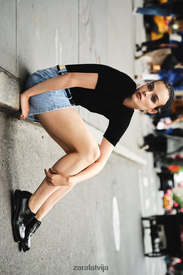 z1975 mom fit šorti ar augstu vidukli sievietes Zara gaiši zils 6ZTV40592 apģērbs