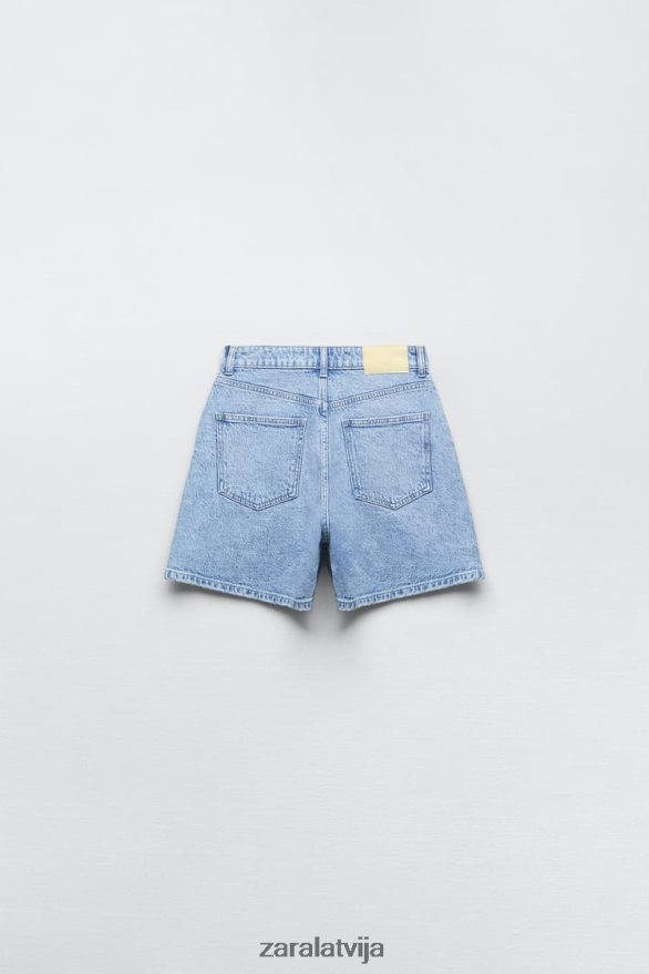 z1975 mom fit šorti ar augstu vidukli sievietes Zara gaiši zils 6ZTV40592 apģērbs