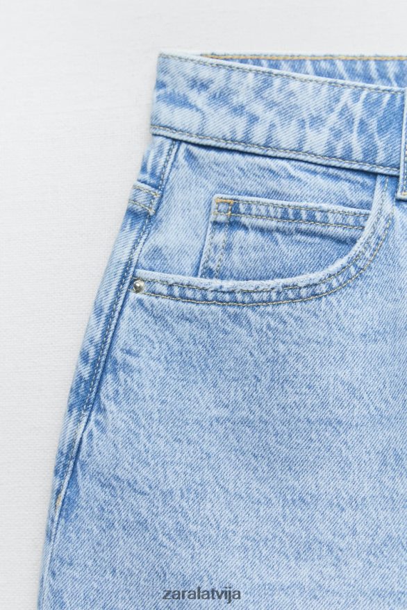 z1975 mom fit šorti ar augstu vidukli sievietes Zara gaiši zils 6ZTV40592 apģērbs