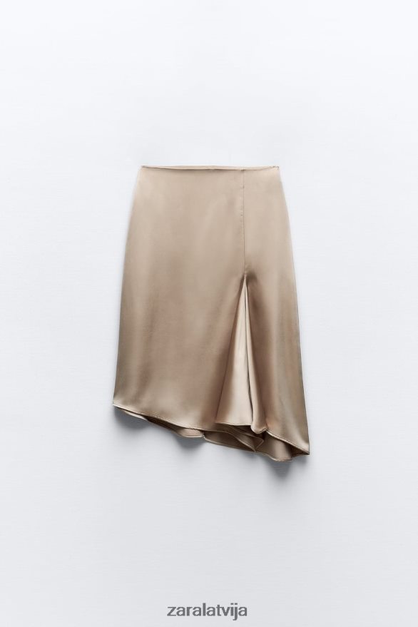 a/line silueta satīna efekta svārki sievietes Zara bēšs/rozā 6ZTV40631 apģērbs