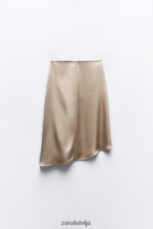 a/line silueta satīna efekta svārki sievietes Zara bēšs/rozā 6ZTV40631 apģērbs