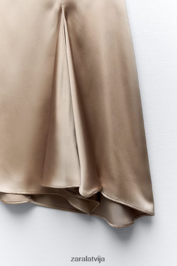 a/line silueta satīna efekta svārki sievietes Zara bēšs/rozā 6ZTV40631 apģērbs