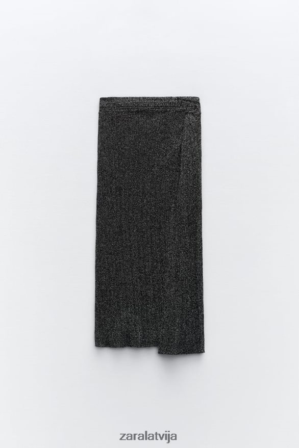 adīti metāla diegu svārki sievietes Zara melns 6ZTV40635 apģērbs